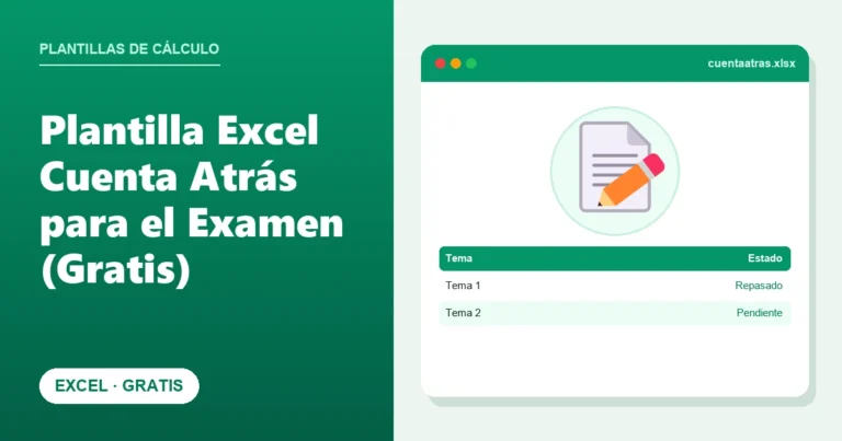 Plantilla Excel Cuenta Atrás para el Examen (Gratis)