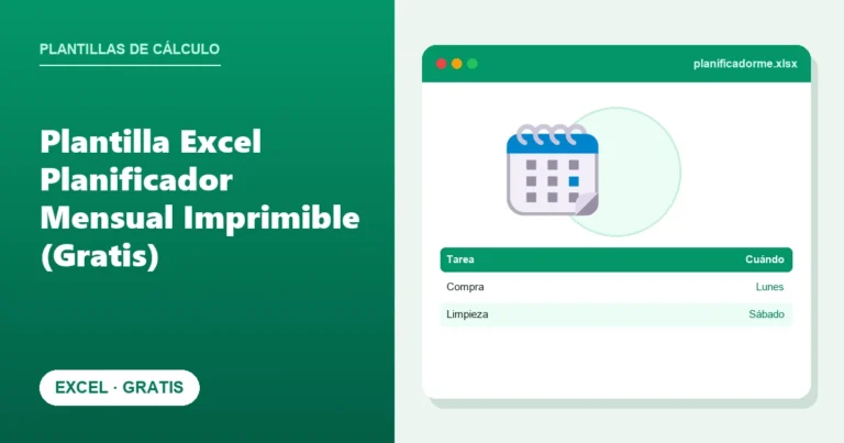 Plantilla Excel Planificador Mensual Imprimible (Gratis)