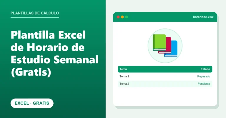 Plantilla Excel de Horario de Estudio Semanal (Gratis)