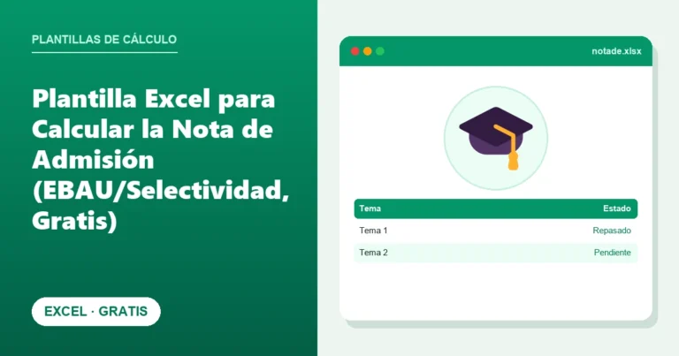 Plantilla Excel para Calcular la Nota de Admisión (EBAU/Selectividad, Gratis)