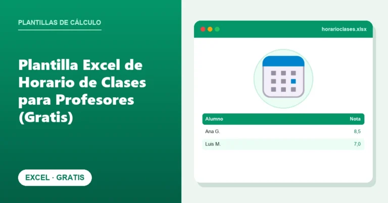 Plantilla Excel de Horario de Clases para Profesores (Gratis)