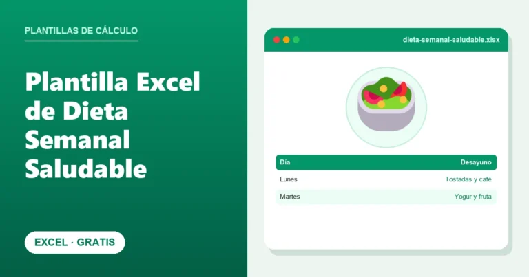 Plantilla Excel de Dieta Semanal Saludable (Gratis)