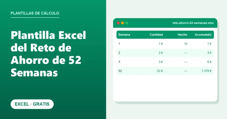 Plantilla Excel del Reto de Ahorro de 52 Semanas