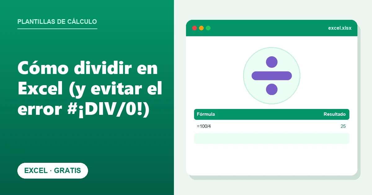 Cómo dividir en Excel (y evitar el error #¡DIV/0!)