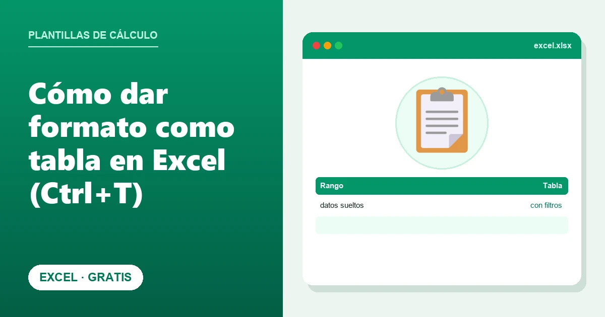 Cómo dar formato como tabla en Excel (Ctrl+T)