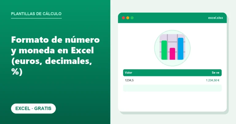 Formato de número y moneda en Excel (euros, decimales, %)
