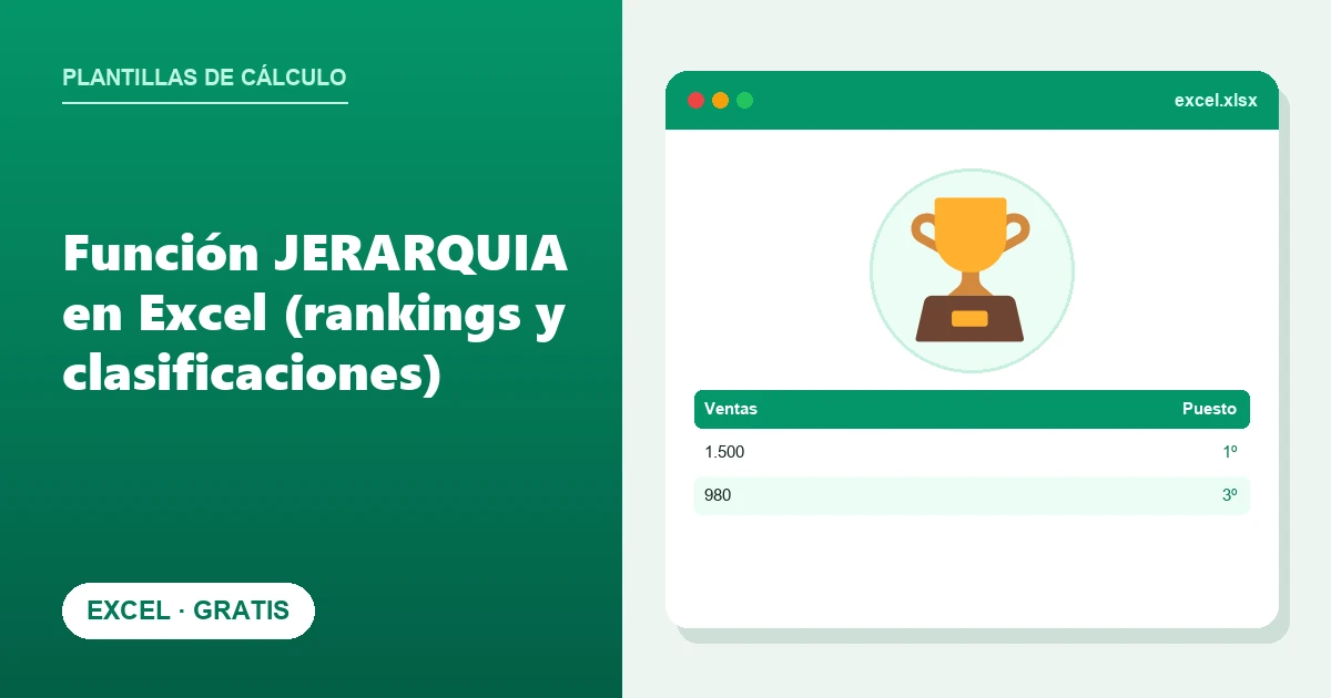 Función JERARQUIA en Excel (rankings y clasificaciones)