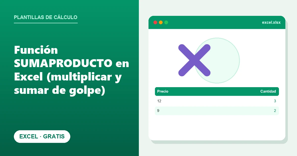 Función SUMAPRODUCTO en Excel (multiplicar y sumar de golpe)