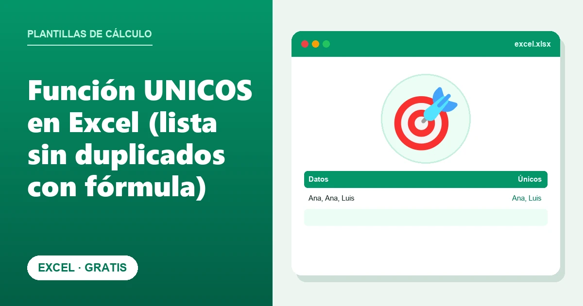 Función UNICOS en Excel (lista sin duplicados con fórmula)