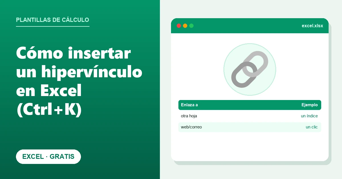 Cómo insertar un hipervínculo en Excel (Ctrl+K)
