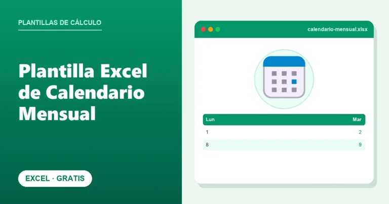 Plantilla Excel de Calendario Mensual (Gratis)